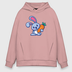 Толстовка оверсайз мужская Весёлый зайчик с морковкой, цвет: пыльно-розовый