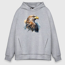 Толстовка оверсайз мужская Акварельный орел в брызгах краски, цвет: меланж