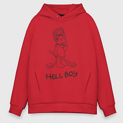 Толстовка оверсайз мужская Bart hellboy Lill Peep, цвет: красный