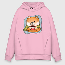 Толстовка оверсайз мужская Лис и кофе, цвет: светло-розовый