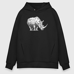 Толстовка оверсайз мужская Белый носорог, цвет: черный