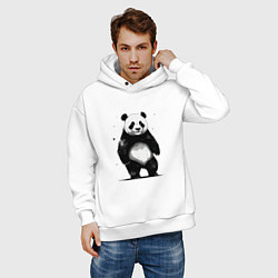 Толстовка оверсайз мужская Панда стоит, цвет: белый — фото 2