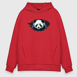 Толстовка оверсайз мужская Грустная панда портрет, цвет: красный