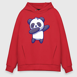 Толстовка оверсайз мужская Dabbing panda, цвет: красный