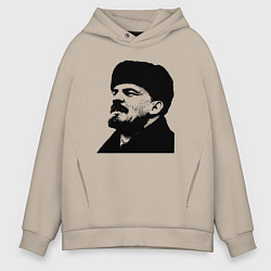Толстовка оверсайз мужская Ленин в шапке, цвет: миндальный