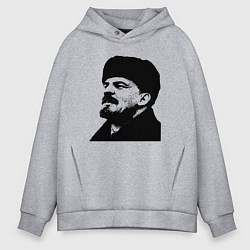 Толстовка оверсайз мужская Ленин в шапке, цвет: меланж