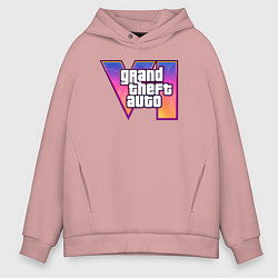 Толстовка оверсайз мужская GTA 6 logo, цвет: пыльно-розовый