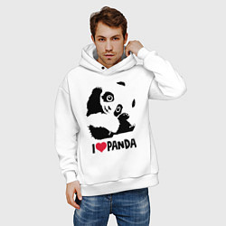 Толстовка оверсайз мужская I love panda, цвет: белый — фото 2