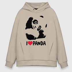 Толстовка оверсайз мужская I love panda, цвет: миндальный