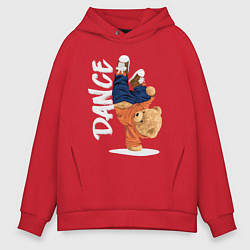 Толстовка оверсайз мужская Плюшевый медвежонок танцор, цвет: красный