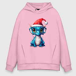 Толстовка оверсайз мужская Дракончик в очках, цвет: светло-розовый