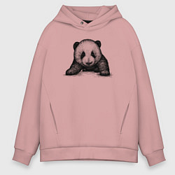 Толстовка оверсайз мужская Панда детеныш, цвет: пыльно-розовый