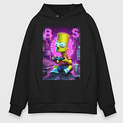 Толстовка оверсайз мужская Bart Simpson - cool gamer, цвет: черный