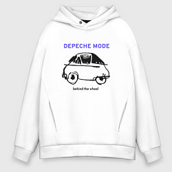 Толстовка оверсайз мужская Depeche Mode - Behind the wheel, цвет: белый