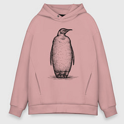 Толстовка оверсайз мужская Пингвин стоит, цвет: пыльно-розовый