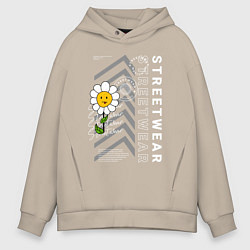 Толстовка оверсайз мужская Ромашка streetwear, цвет: миндальный