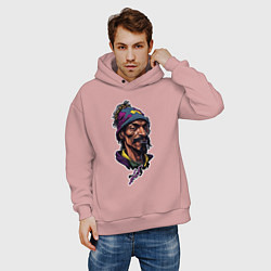 Толстовка оверсайз мужская Snoop dogg head, цвет: пыльно-розовый — фото 2