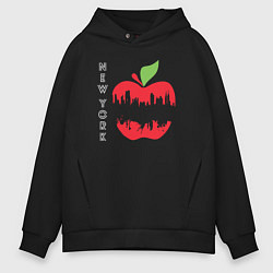 Толстовка оверсайз мужская Нью-Йорк большое яблоко, цвет: черный