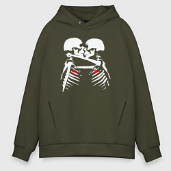 Толстовка оверсайз мужская Dead love, цвет: хаки