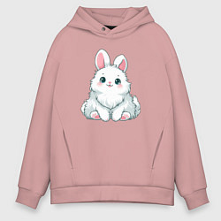Толстовка оверсайз мужская Пушистый аниме кролик, цвет: пыльно-розовый