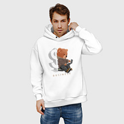 Толстовка оверсайз мужская Плюшевый медвежонок бизнесмен, цвет: белый — фото 2