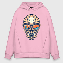 Толстовка оверсайз мужская Summer skull, цвет: светло-розовый