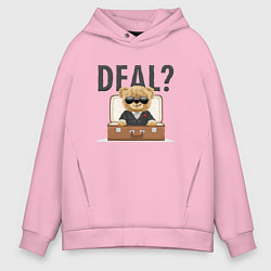 Толстовка оверсайз мужская Плюшевый мишка деловой, цвет: светло-розовый