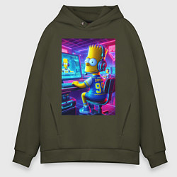 Толстовка оверсайз мужская Bart Simpson - esports, цвет: хаки