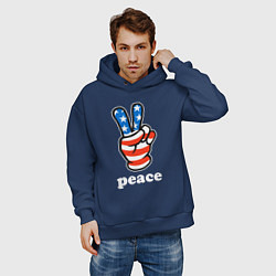 Толстовка оверсайз мужская USA peace, цвет: тёмно-синий — фото 2