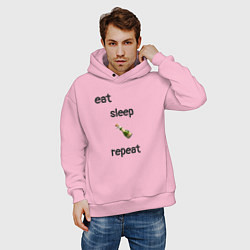 Толстовка оверсайз мужская Eat sleep champagne repeat, цвет: светло-розовый — фото 2