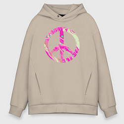 Толстовка оверсайз мужская Pink peace, цвет: миндальный