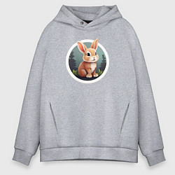 Толстовка оверсайз мужская Маленький пушистый кролик, цвет: меланж