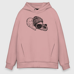 Толстовка оверсайз мужская Слоненок-хипстер, цвет: пыльно-розовый