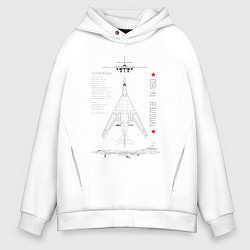 Толстовка оверсайз мужская Ту-160 белый лебедь, цвет: белый