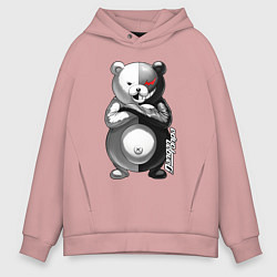 Толстовка оверсайз мужская Монокума - Danganronpa, цвет: пыльно-розовый