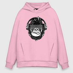 Толстовка оверсайз мужская Music gorilla, цвет: светло-розовый