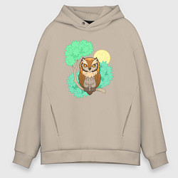 Толстовка оверсайз мужская Милая маленькая сова, цвет: миндальный