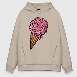Толстовка оверсайз мужская Brain ice cream, цвет: миндальный