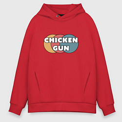 Толстовка оверсайз мужская Chicken gun круги, цвет: красный