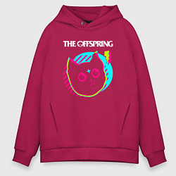 Толстовка оверсайз мужская The Offspring rock star cat, цвет: маджента