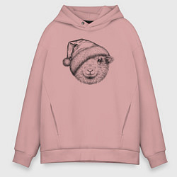 Толстовка оверсайз мужская Новогодняя овечка, цвет: пыльно-розовый