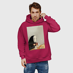 Толстовка оверсайз мужская Каонаси чаепитие, цвет: маджента — фото 2