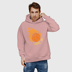 Толстовка оверсайз мужская Game on basketball, цвет: пыльно-розовый — фото 2