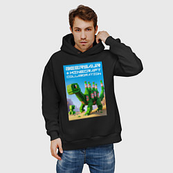 Толстовка оверсайз мужская Beersaur and Minecraft - collaboration ai art, цвет: черный — фото 2