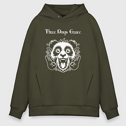 Толстовка оверсайз мужская Three Days Grace rock panda, цвет: хаки