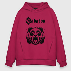 Толстовка оверсайз мужская Sabaton - rock panda, цвет: маджента
