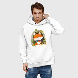 Толстовка оверсайз мужская Прелестная лисичка, цвет: белый — фото 2