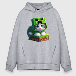 Толстовка оверсайз мужская Kitten creeper collaboration - ai art, цвет: меланж