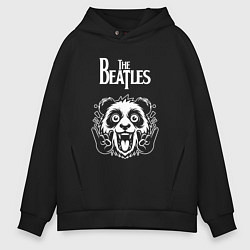 Толстовка оверсайз мужская The Beatles rock panda, цвет: черный