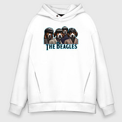 Толстовка оверсайз мужская Beatles beagles, цвет: белый
